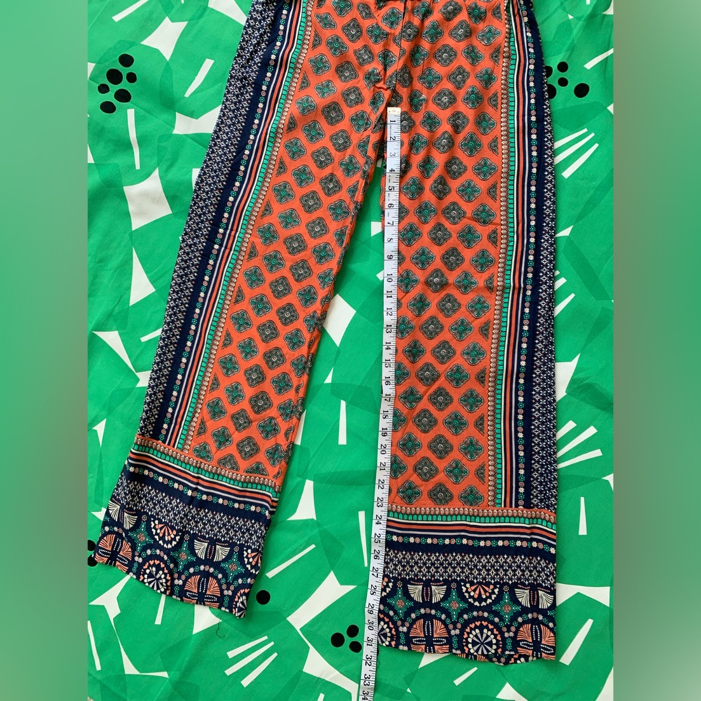 NWOT Lucy & Laurel Multicolor Light & Airy Bohemian Pants with Drawstring Waist - Picture 5 of 7